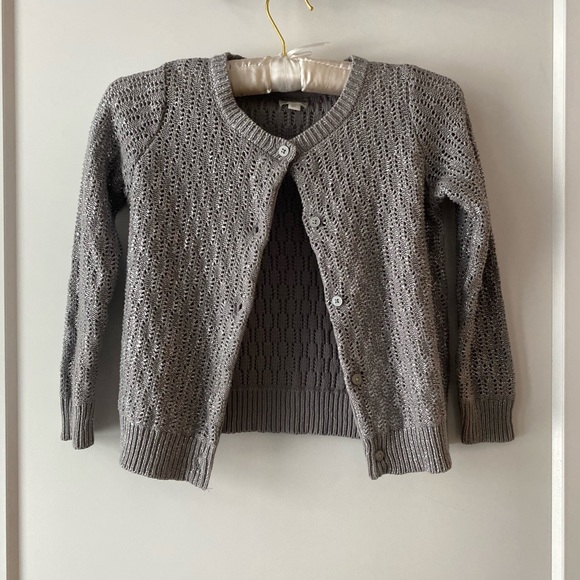 Gymboree Girls Grey Metallic Cardigan - Picture 1 of 4